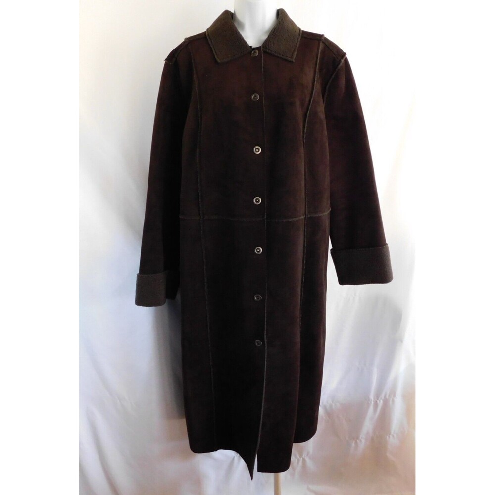 Valerie Stevens Casual Coat Women's Brown Patchwork Faux Suede Size 1X